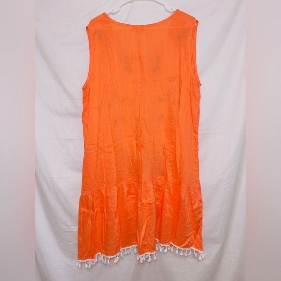Anandas NWT Orange Sleeveless V Neck India Shift Dress size XL - Picture 5 of 6